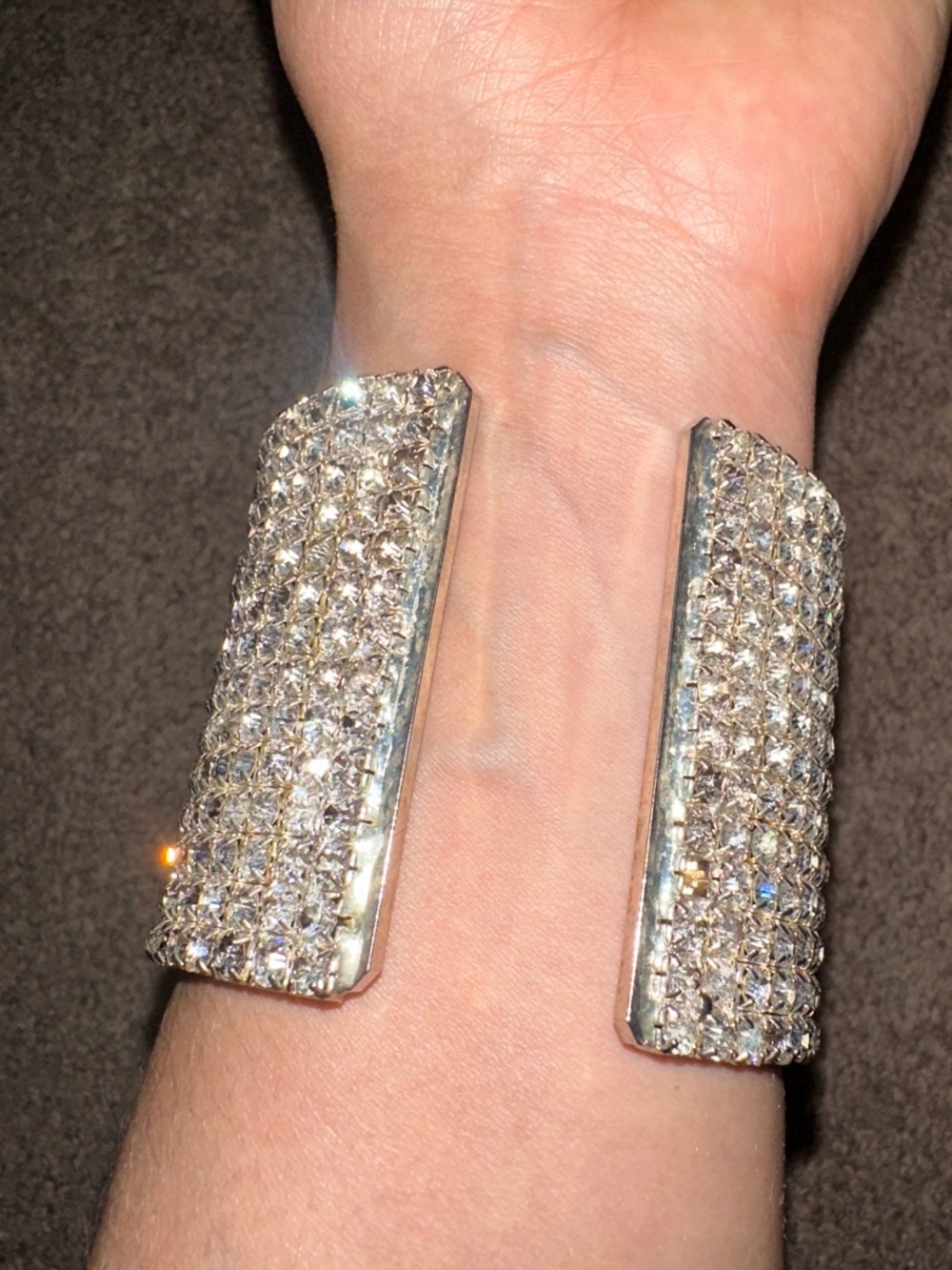 bebe Crystal-Embellished Wide Cuff Bracelet - Silver - Picture 4 of 6